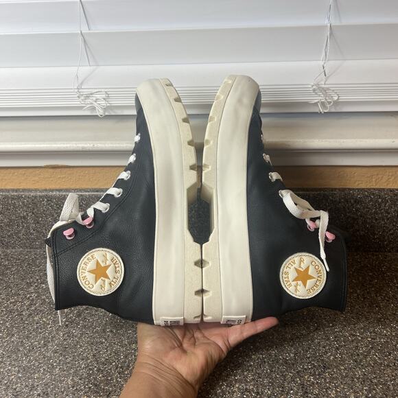 Converse All Star Lugged Counter Climate Chunky Sneaker Women Sz 8 Black Leather - Picture 6 of 11